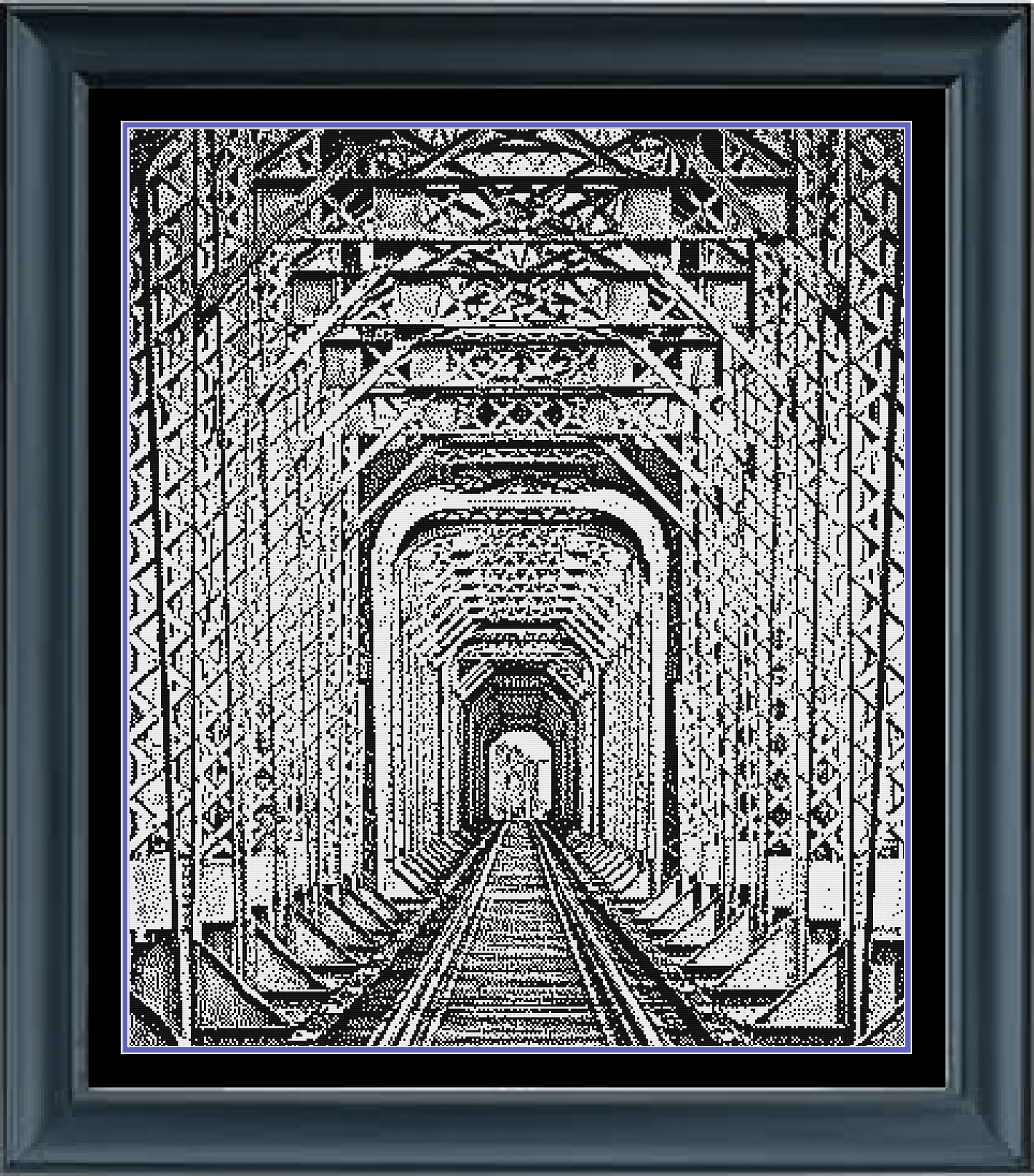 Stitching Jules Design Cross Stitch Pattern Steel Railway Monochrome Cross Stitch Pattern | Architecture Cross-Stitch Pattern | Instant PDF Download